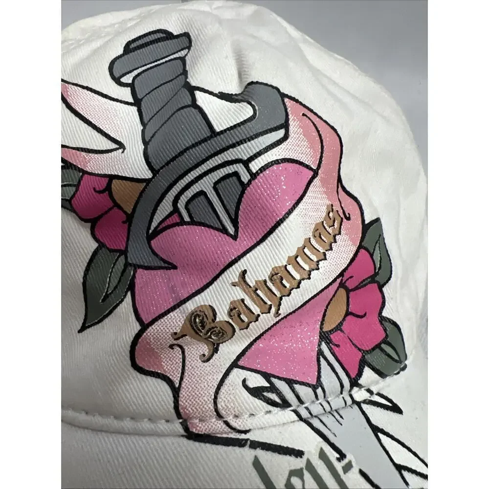 Harley Davidson Hat Cap Snap Back Womens Pink White 100% Cotton Bahamas